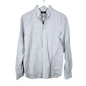 Theory Mens Edward Essential Linen Cotton Blend Button Up Gray Grey Shirt